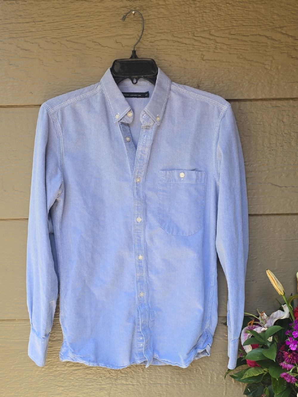 French Connection Light Denim Blue Chambray Shirt Xs